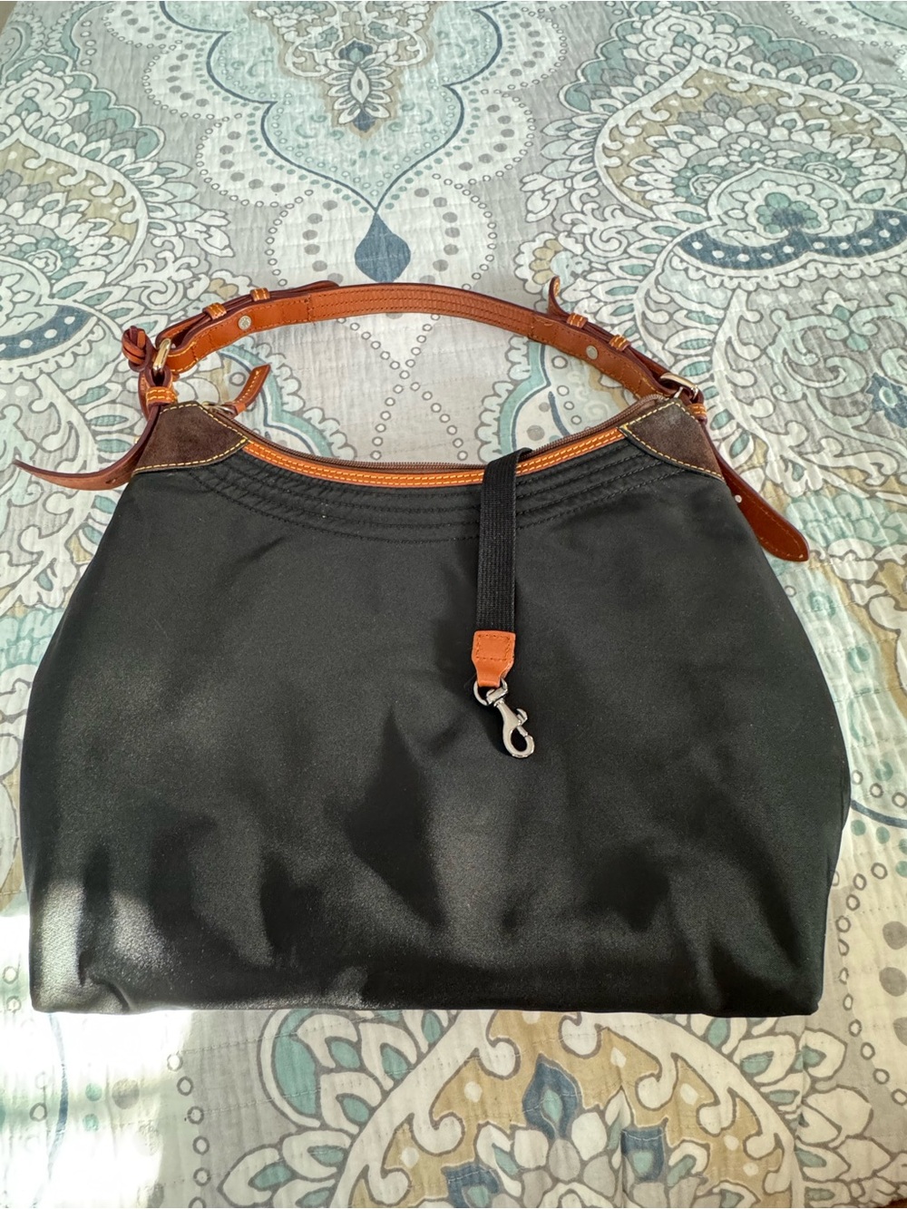 Dooney & Bourke Black Nylon Messenger Bag with Brown Leather Trim - Picture 7 of 7